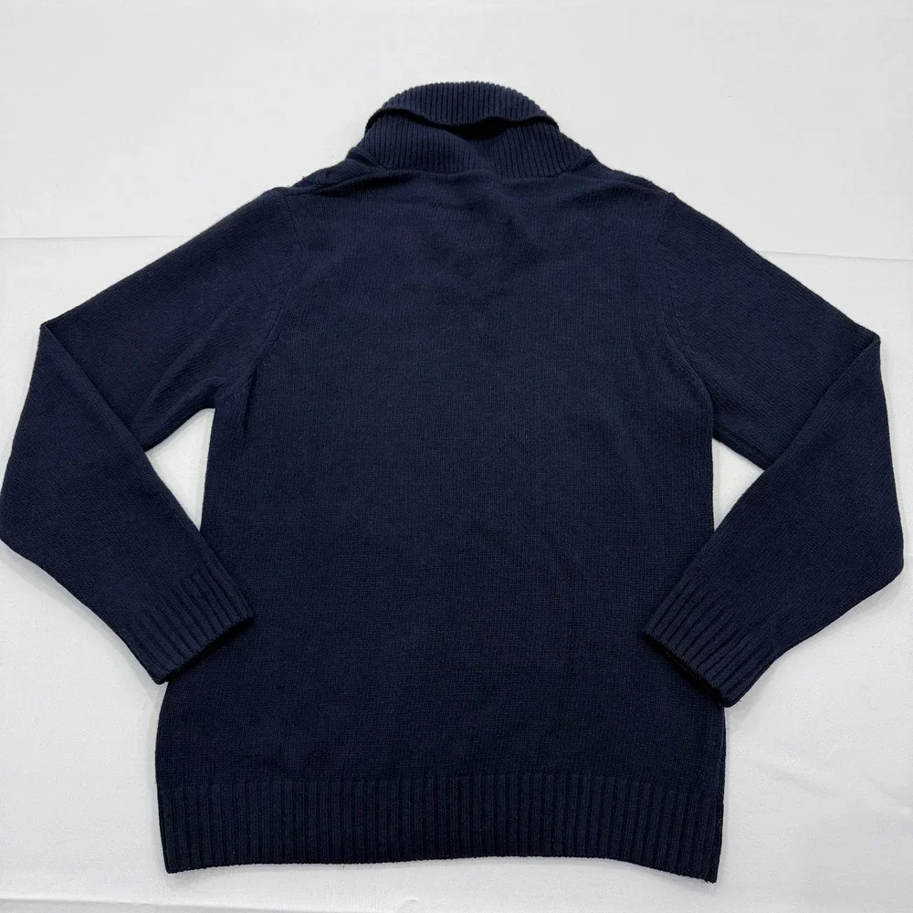Daniele Blasi Wool Cable Knit Sweater Mens Small Shawl Collar Made in Italy Blue